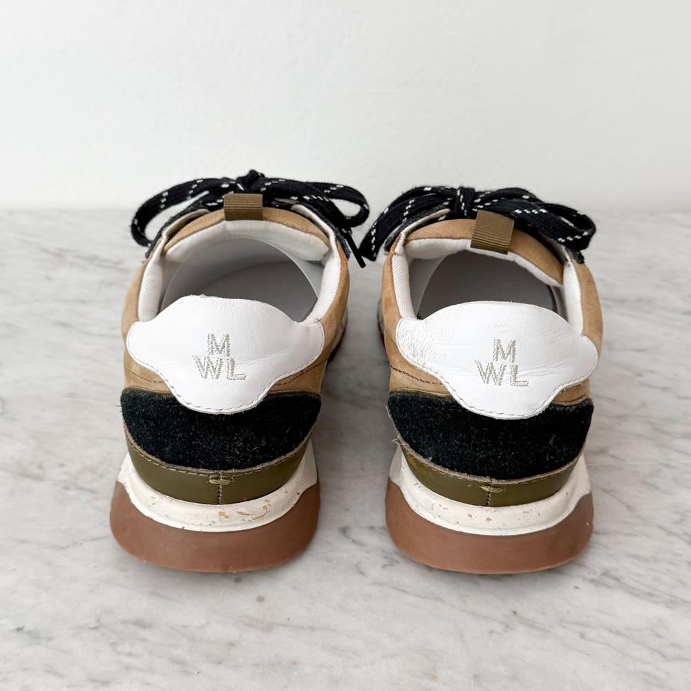 Madewell MWL Athleisure Kickoff Trainer Sneakers 7.5 Tan Black Suede Leather - Picture 5 of 8